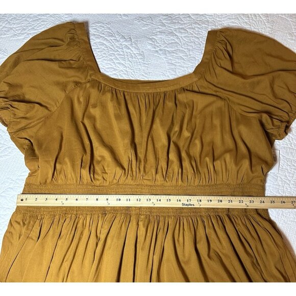 NWT Old Navy Womens Smocked Waist Dress Plus Size 4X Mustard/Chaparral Lined - Picture 6 of 10